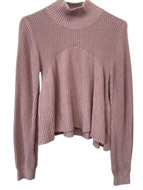 525 Sweater Small Turtleneck Long Sleeve Pullover Pink Cotton Cozy Chic Knitwear